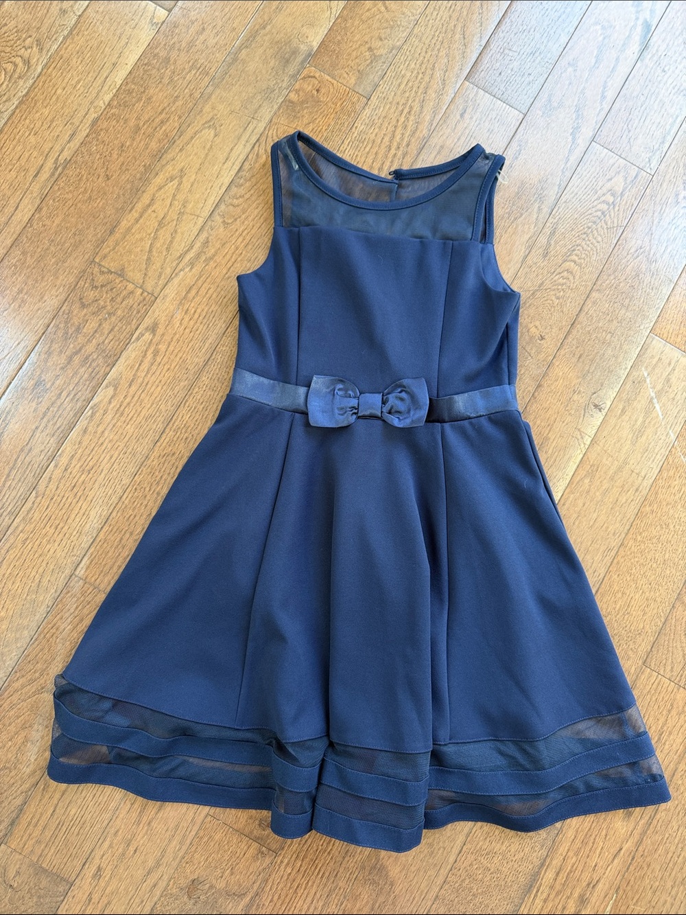 Calvin Klein Navy Bow-Accent Sleeveless Fit & Flare Dress
